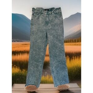 Judy Blue Jeans Women 15/32 Green High Waist Raw Hem Dad Jeans 88966‎